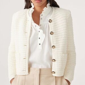 NWT Ba&Sh Gaspard Cardigan Lady Jacket Sweater Blazer Buttons Size L 3 Ecru